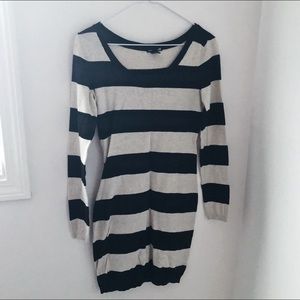 H&M Black and White Striped Knitted Sweater Dress